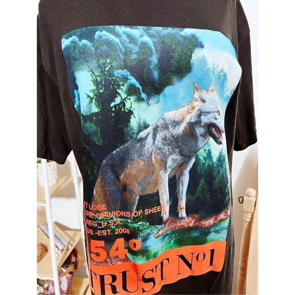 Wild Wolf Black Printed T-Shirt - Picture 2 of 5
